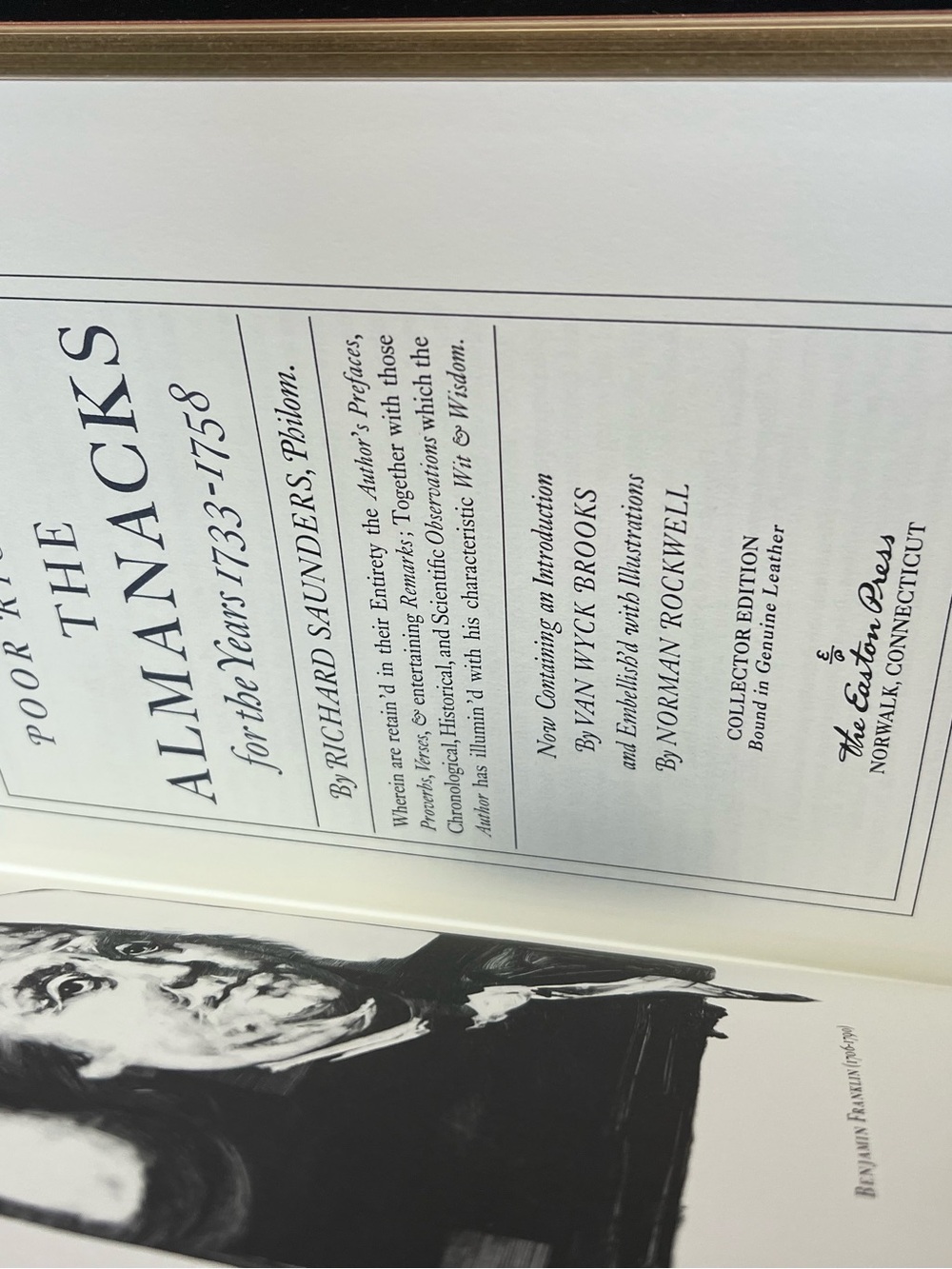 NWOT Collectible Leather Book Poor Richard's Almanack by Benjamin Franklin - Picture 7 of 7